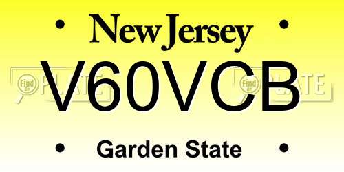 V60VCB New Jersey License Plate