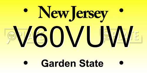 V60VUW New Jersey License Plate
