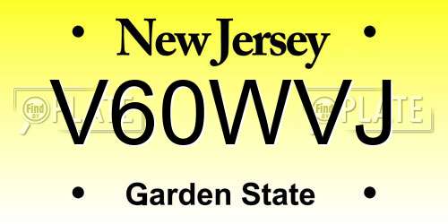 V60WVJ New Jersey License Plate