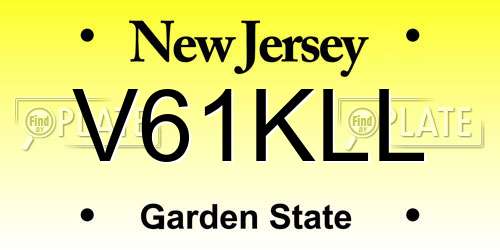 V61KLL New Jersey License Plate