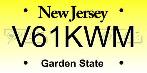 V61KWM New Jersey License Plate