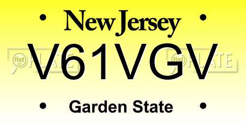 V61VGV New Jersey License Plate