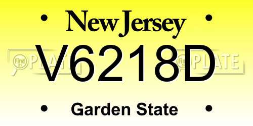 V6218D New Jersey License Plate
