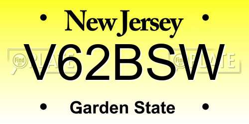 V62BSW New Jersey License Plate