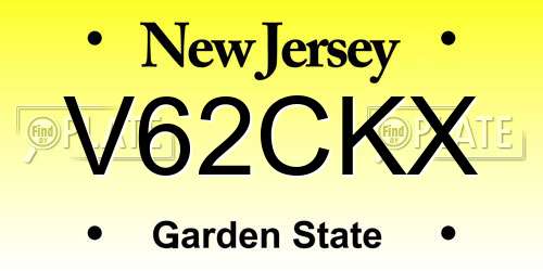 V62CKX New Jersey License Plate