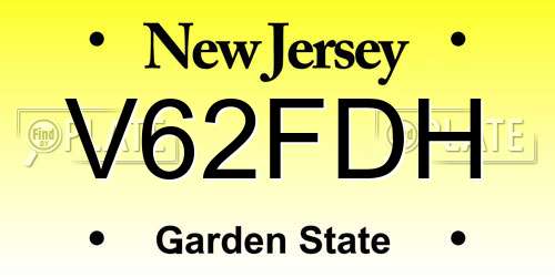 V62FDH New Jersey License Plate