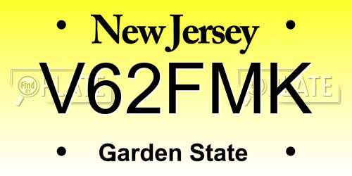 V62FMK New Jersey License Plate