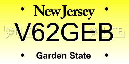 V62GEB New Jersey License Plate