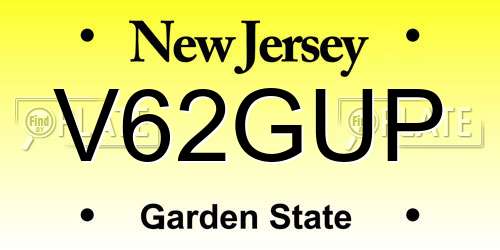 V62GUP New Jersey License Plate