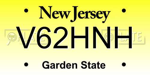 V62HNH New Jersey License Plate