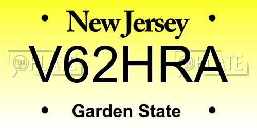V62HRA New Jersey License Plate