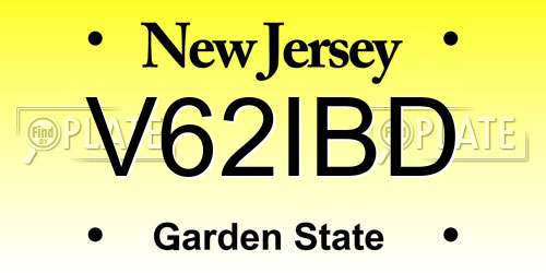 V62IBD New Jersey License Plate