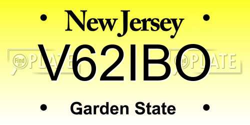 V62IBO New Jersey License Plate