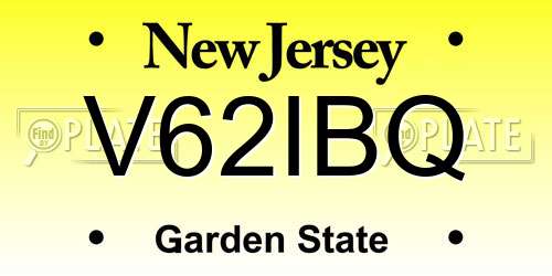 V62IBQ New Jersey License Plate