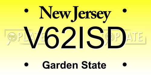 V62ISD New Jersey License Plate