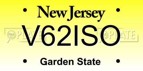 V62ISO New Jersey License Plate