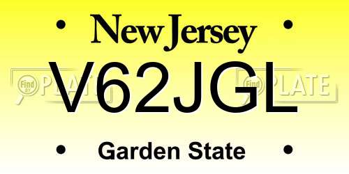 V62JGL New Jersey License Plate