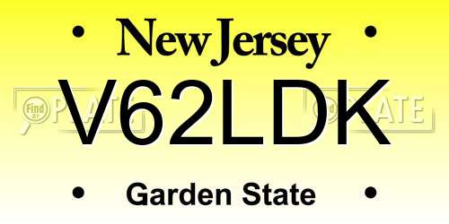 V62LDK New Jersey License Plate