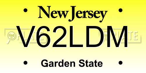 V62LDM New Jersey License Plate