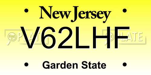 V62LHF New Jersey License Plate
