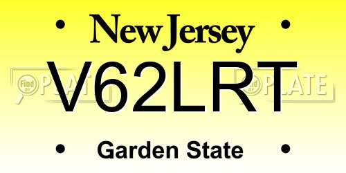 V62LRT New Jersey License Plate