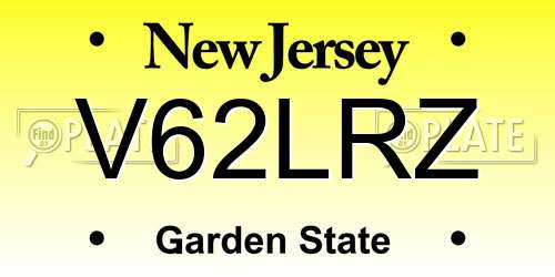 V62LRZ New Jersey License Plate