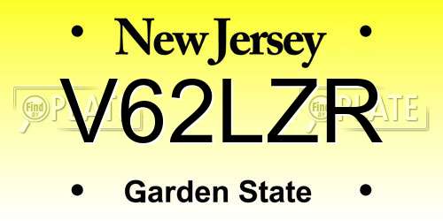 V62LZR New Jersey License Plate