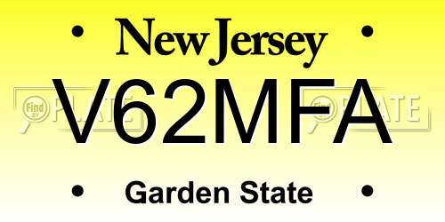 V62MFA New Jersey License Plate