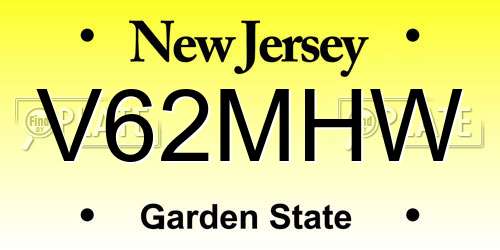 V62MHW New Jersey License Plate