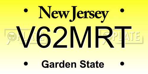 V62MRT New Jersey License Plate