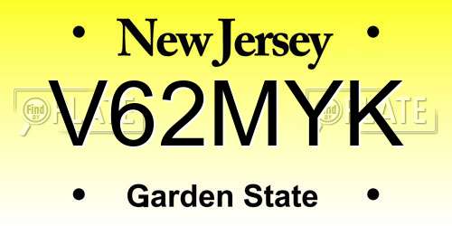 V62MYK New Jersey License Plate