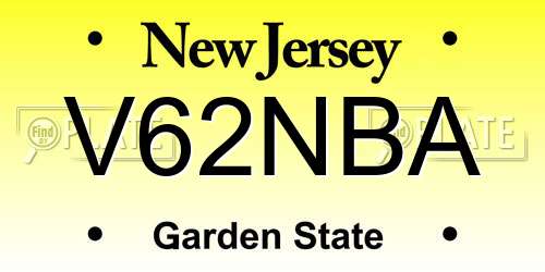 V62NBA New Jersey License Plate