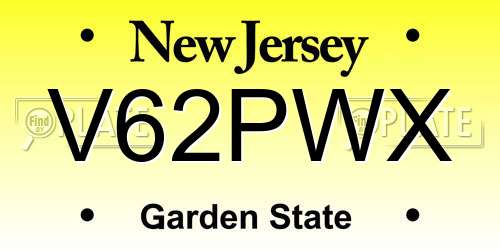 V62PWX New Jersey License Plate
