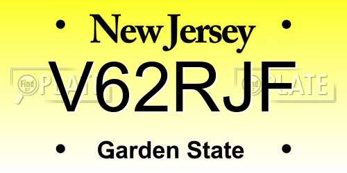 V62RJF New Jersey License Plate