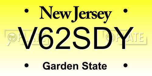 V62SDY New Jersey License Plate