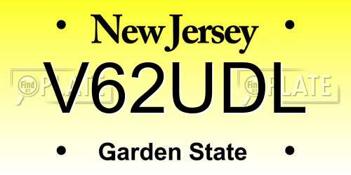 V62UDL New Jersey License Plate