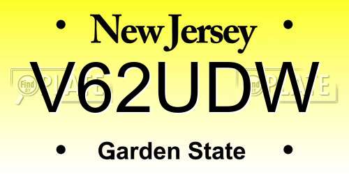 V62UDW New Jersey License Plate