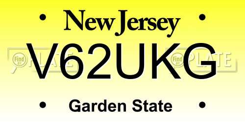 V62UKG New Jersey License Plate