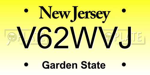 V62WVJ New Jersey License Plate