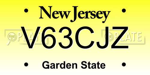 V63CJZ New Jersey License Plate