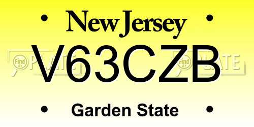 V63CZB New Jersey License Plate