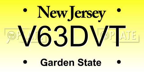 V63DVT New Jersey License Plate
