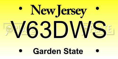 V63DWS New Jersey License Plate