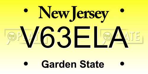V63ELA New Jersey License Plate