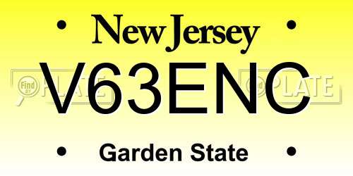 V63ENC New Jersey License Plate