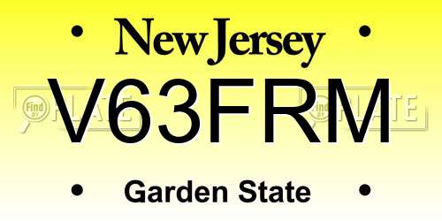V63FRM New Jersey License Plate