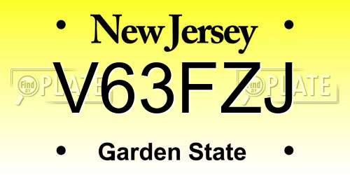 V63FZJ New Jersey License Plate
