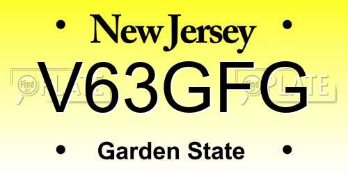 V63GFG New Jersey License Plate