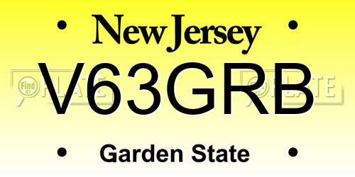 V63GRB New Jersey License Plate
