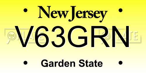 V63GRN New Jersey License Plate